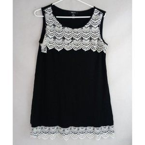 Style & Co. Women's Black Sleeveless Blouse With Lace Embroidery Size Medium